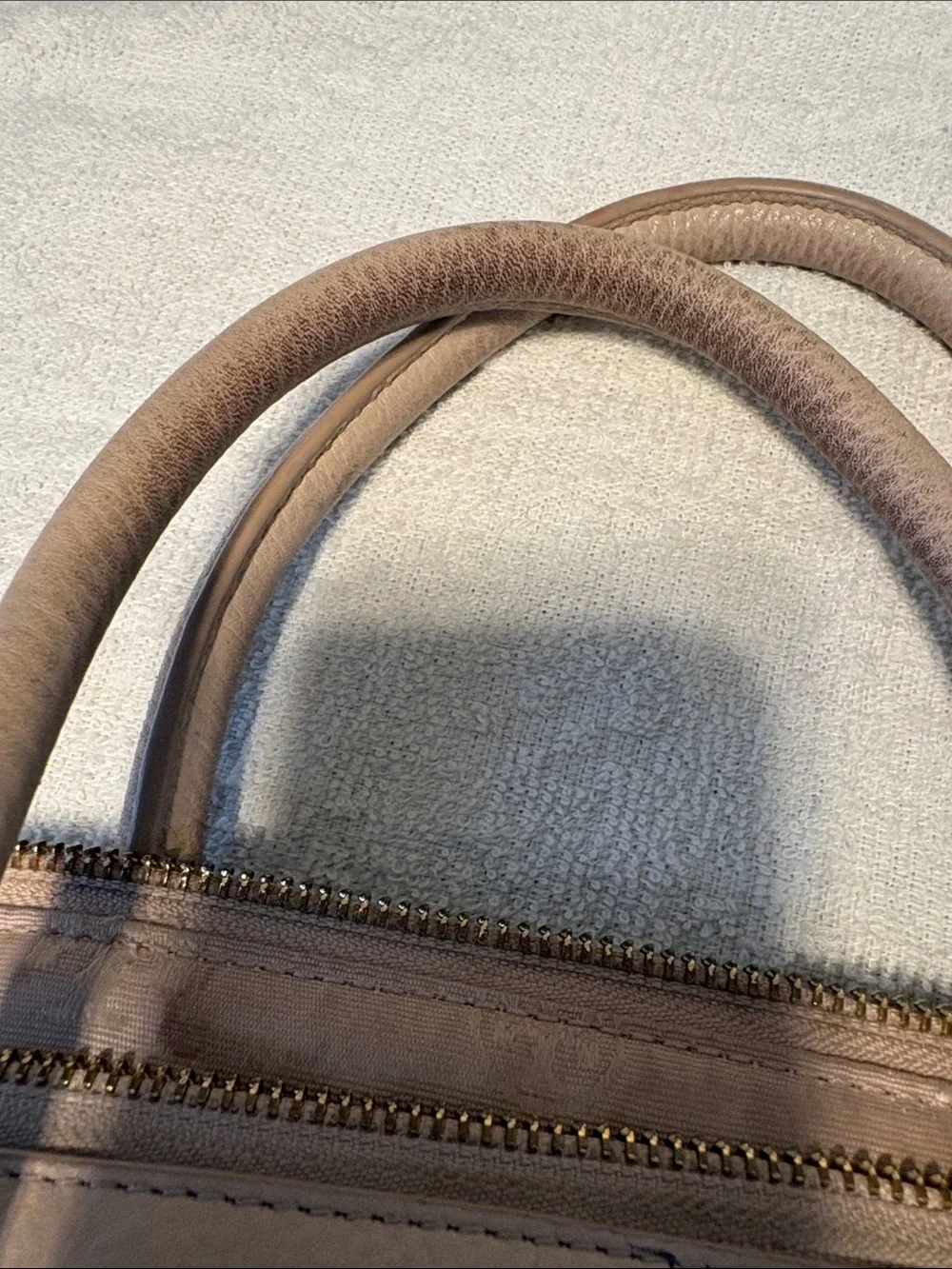 Tory Burch Blush Taupe Leather Satchel with Gold Hardware